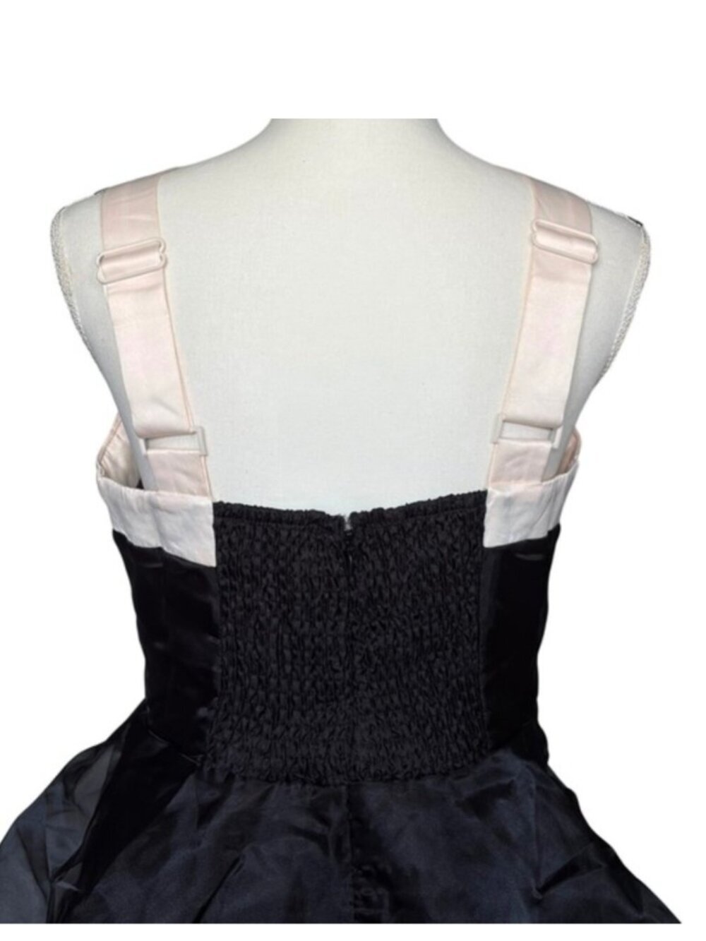 NWT Lulus Black Organza Tiered Midi Dress with Satin Bow - Picture 5 of 8